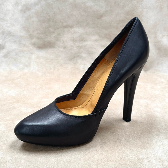 🔥Givency Classic Black Smooth Leather Platform Pumps Heels Stitch 38.5 Gorgeous